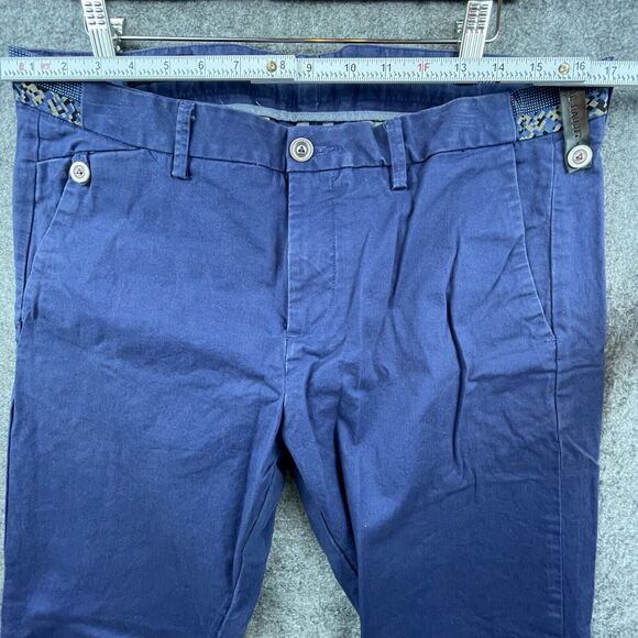 Rare Rabbit Gentleman Pants Mens 34 Blue Skinny Chino Golf Business Career - Picture 10 of 10